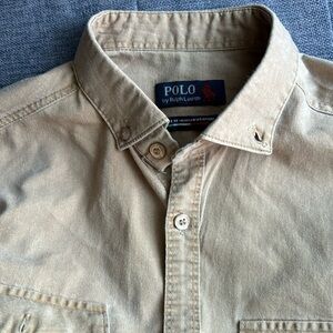 Polo Ralph Lauren tan coloured button down shirt in XL